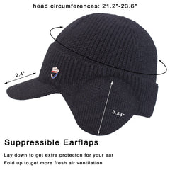 Muryobao earflap knit hat adds ear protection on chilly days.