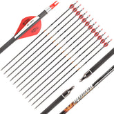 Musen Pure Carbon 30-inch arrows pack12 setup for hunting and target practice with durable flight