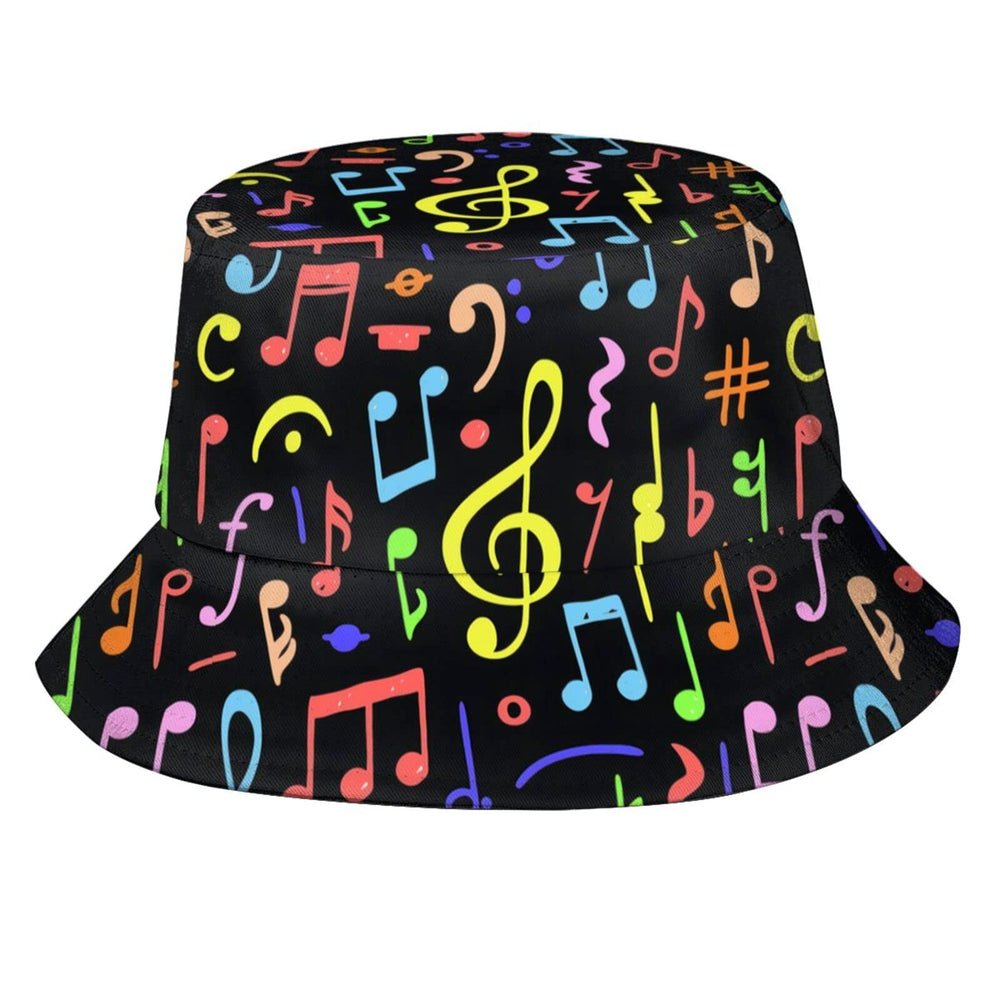 Musical note bucket hat side view