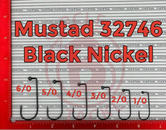 Mustad 32746 BN round bend jig hook enhances strike pickup and jig alignment.