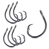 Mustad Demon 4X Strong circle hook close-up of kirbed point for strong catches