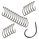 Mustad Demon offset circle hooks 5/0 black nickel pack of 25 for reliable hookups.