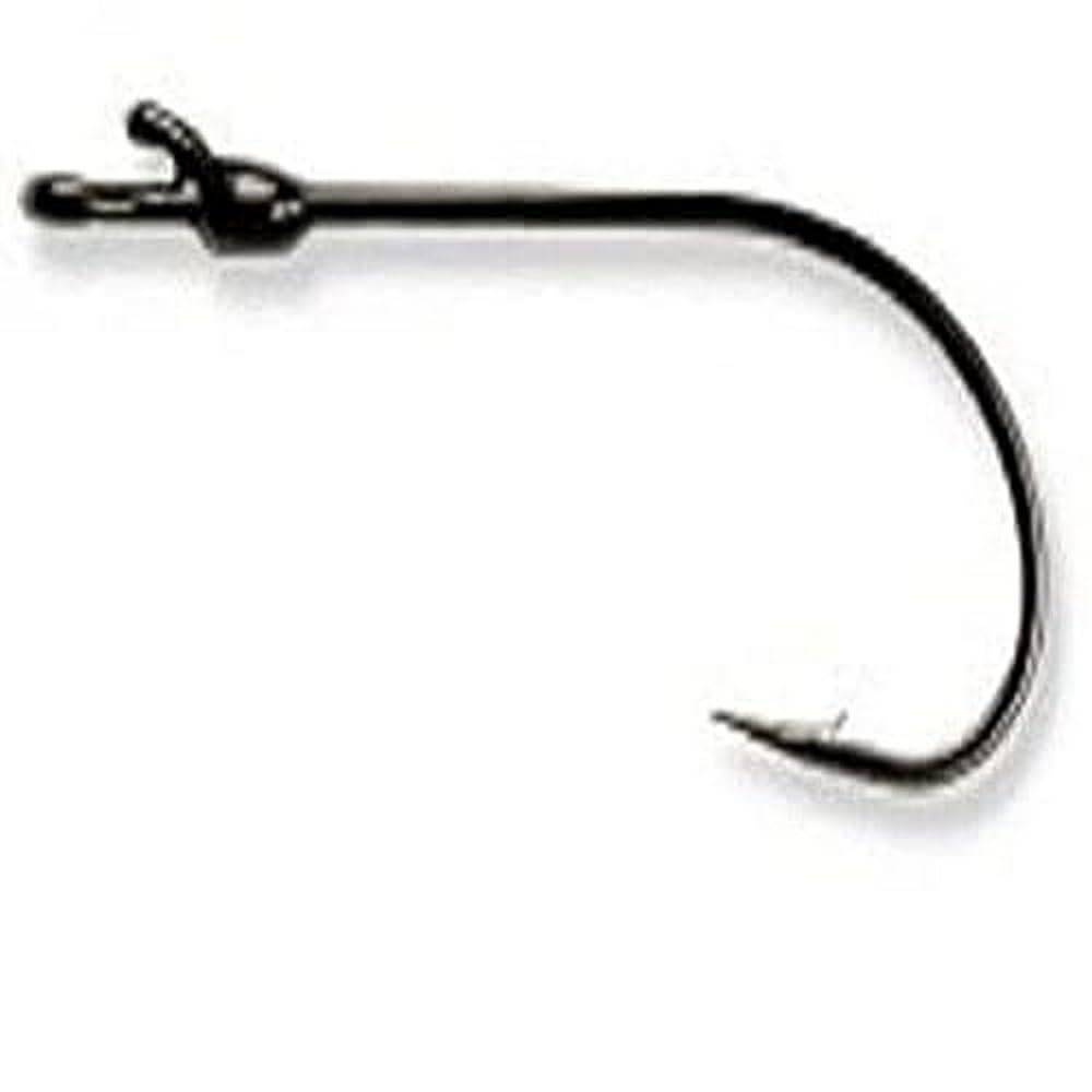 Mustad Grip-Pin Edge Finesse Soft Plastics 3/0 in black nickel for weedless bait deployment.