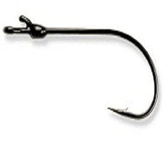 Mustad Grip-Pin Edge Finesse Soft Plastics 3/0 in black nickel for weedless bait deployment.