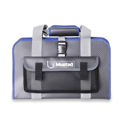 Mustad Jig Bag water-resistant tarpaulin protects gear on the boat.