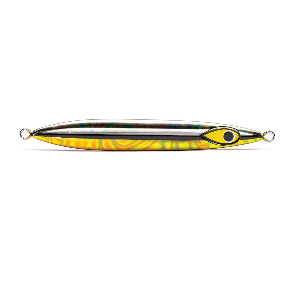 Mustad Rip Roller Slow Fall Jig Gold Albalone 200g in deep-water jigging setup