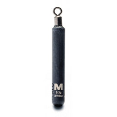 Mustad Skinny Drop Shot Weight 3/16oz side profile highlighting slender body for finesse rigs.
