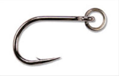 Mustad UltraPoint ringed live bait hook with black nickel finish for saltwater reliability.