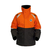Mustang Survival Catalyst Floatation Coat front view with buoyant orange-black visibility