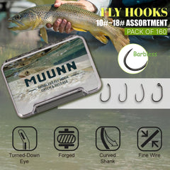 Close-up of high-carbon steel barbless fly tying hooks