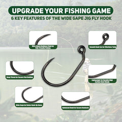 MUUNN barbless jig fly hook features wide-gape for better bait presentation and release.