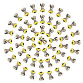 MUUNN dumbbell eyes 4mm yellow closeup for realistic fly tying details