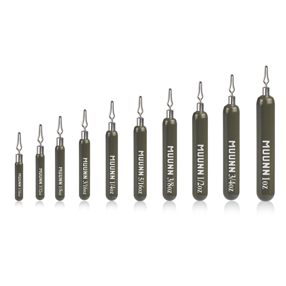 MUUNN tungsten skinny drop shot weight with clip-eye design reduces snags for smooth fishing.