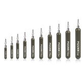 MUUNN tungsten skinny drop shot weights with 360° clip eye for quick rigging and stability.