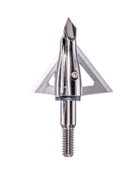 Muzzy Trocar Crossbow 3-blade assembly showing right-helix design for stable flight.