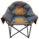 MYDAYS OUTDOOR heated chair front view shows plush padding for chilly camping sessions