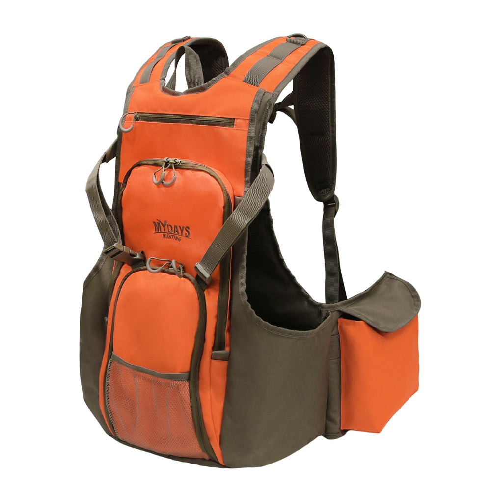 MYDAYS upland bird vest back view shows rugged durability for long hunts