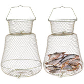 MYFULLY collapsible steel wire fishing basket 2 pack on a dock