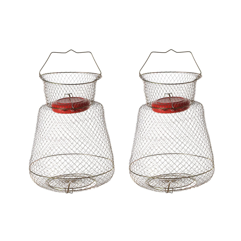 MYFULLY galvanized steel wire fish basket in gold color, 2-pack, front view