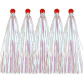 Mylar teaser tail lure with 0.3oz hollow jig head for saltwater trolling