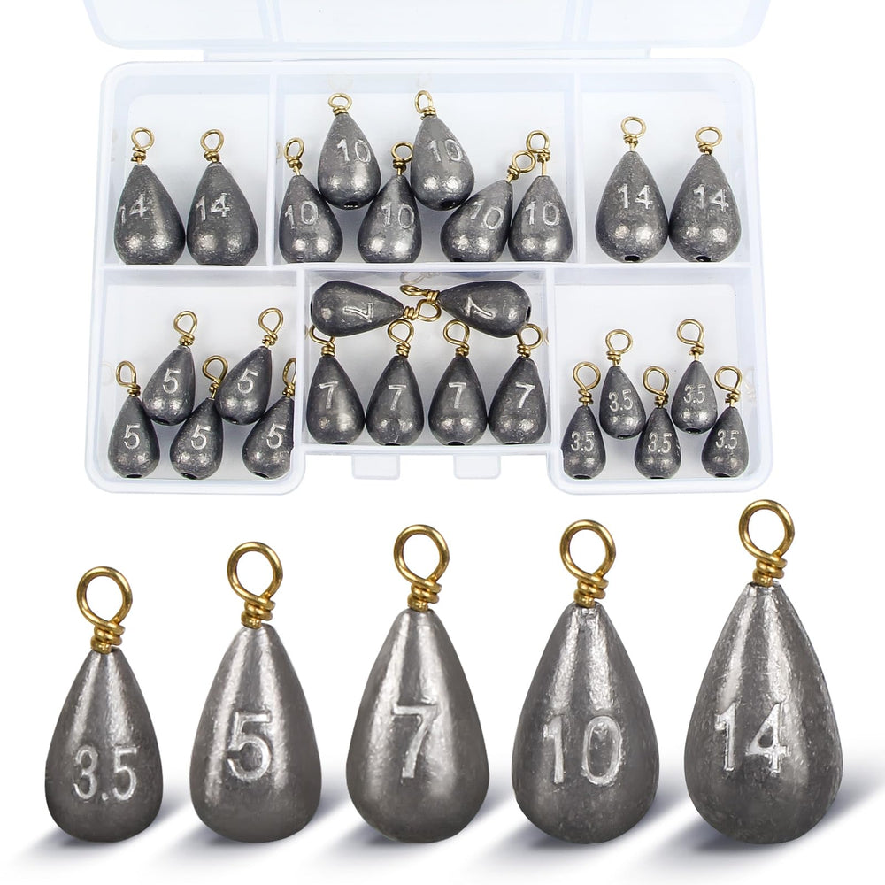 MYLPRETALE 26-piece fishing weights kit in portable tackle box