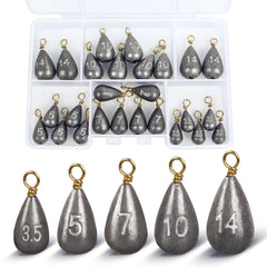 MYLPRETALE 26-piece fishing weights kit in portable tackle box