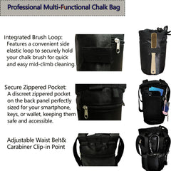Myradixu chalk bag with side zip pocket stores keys and phone securely