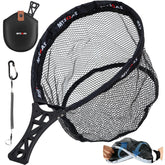 MYSOAS collapsible fly fishing net with open rubber-coated mesh for trout