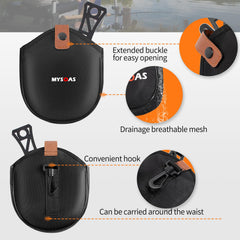 MYSOAS collapsible fly fishing net in closed compact form for backpacking