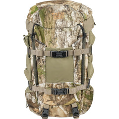 Mystery Ranch Treehouse 38 backpack side pocket use for gear organization.
