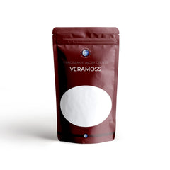 Mystic Moments Veramoss 100g jar close-up, a potent fixative for deeper, longer-lasting blends.