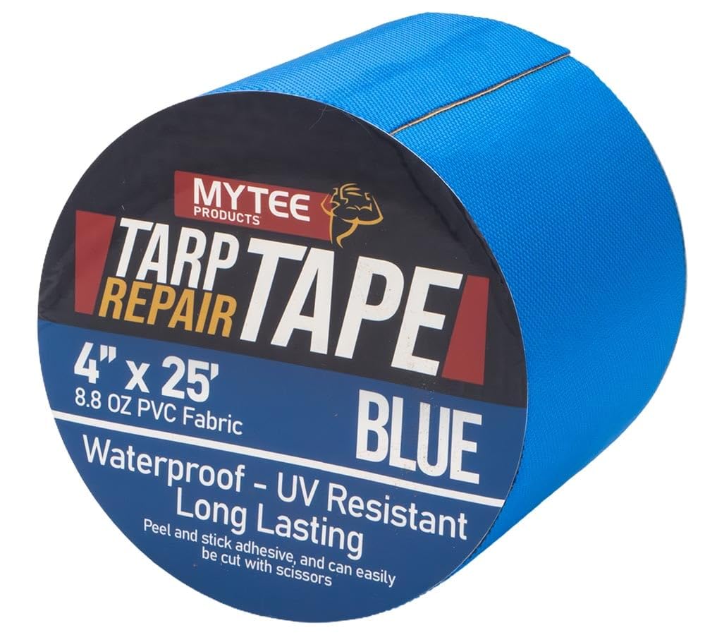 Mytee Products blue tarp repair tape roll patches tears outdoors with UV protection