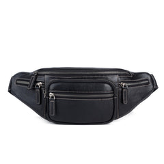 Myunxui genuine leather fanny pack front view for quick access to essentials