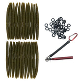Nawaish Senko bait close-up in green pumpkin with black flake, lifelike texture for bass