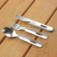 Nagao Tsubamesanjo camping fork ready for versatile outdoor dining.