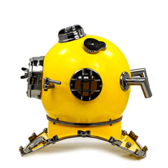 Nagina International maritime ship helmet decorative, yellow cobalt, enhances wall display and room ambience.