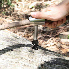 Naiveferry Bushcraft Hand Auger Wrench showing the tapered cutter for round sockets.