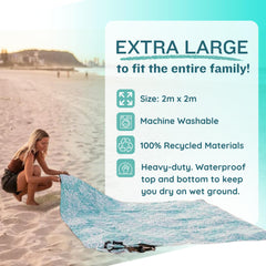 Nakie Picnic Blanket waterproof backside keeps feet dry at the beach.