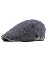 Nanwansu Men's Newsboy Cap Ivy Cotton Flat Hat Blue - Front View