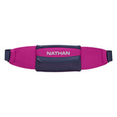Nathan 5K Belt Magenta Estate Blue front view showing snug fit and reflectivity
