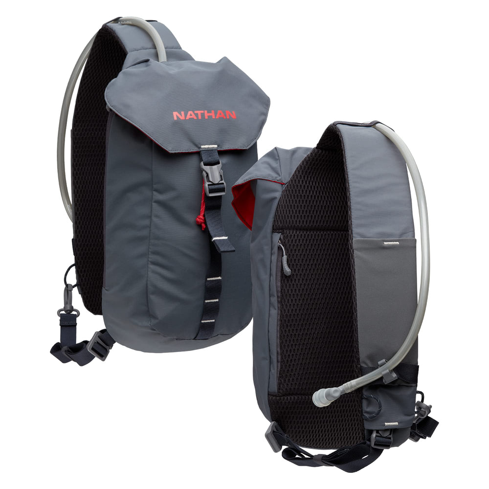 Nathan Limitless Sling 6L capacity on the move supports hydration and gear.