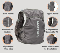 Nathan Pinnacle Breeze vest two 14oz flasks with extended straws for sipping.