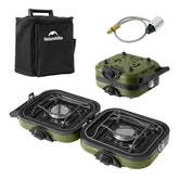 Naturehike 2-burner folding stove closed shows compact travel-ready design for camping