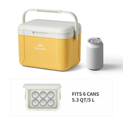 Naturehike 5.3 QT hard cooler open lid, quick access to chilled drinks during camping.