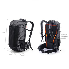 Naturehike 65L compression straps secure bulky gear like poles and sleeping bags.