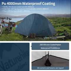 Naturehike bikepacking 1person tent ventilation with mesh inner for breathable nights.