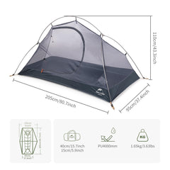 Naturehike bikepacking double-layer ventilation promotes airflow and reduces condensation.