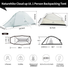 Naturehike Cloud-Up 1P interior spacious layout for gear
