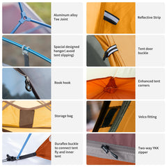 Naturehike Cloud-Up 2-person tent interior space designed for two with comfortable headroom