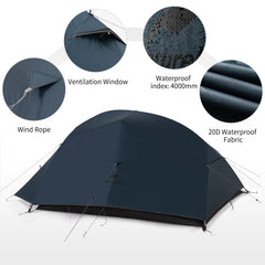 Naturehike Cloud-Up 3 Person Tent interior dimensions show generous headroom for comfy changes
